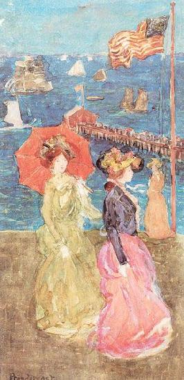 Maurice Prendergast Figures Under the Flag Norge oil painting art